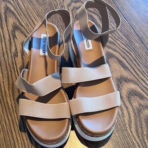 Steve Madden Beige Elastic Strap Sandals Size 10 Never Worn